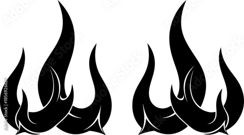 Stylized Flame and Fire Icon Set Vector Collection