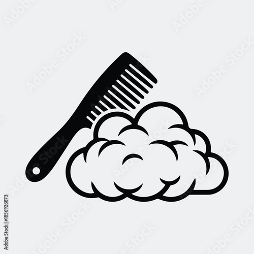 Silhouette comb and foam bubbles for hair styling care vector illustration
