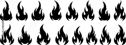 Stylized Flame and Fire Icon Set Vector Collection