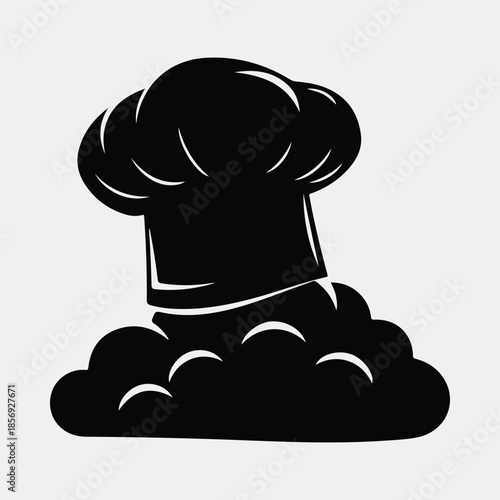 Silhouette professional chef hat cooking steam culinary uniform elegant vector illustration