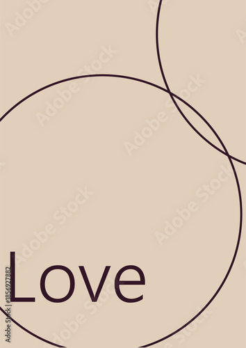 Abstract minimal love poster with circle and curved line