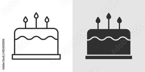 Cake Icon showing a layered cake with frosting and possibly a candle, representing celebration, dessert, birthday, and special occasions.