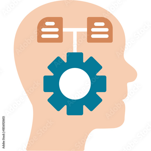 Logical Thinking Head with Gear Icon