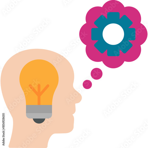 Critical Analysis Head with Lightbulb Icon