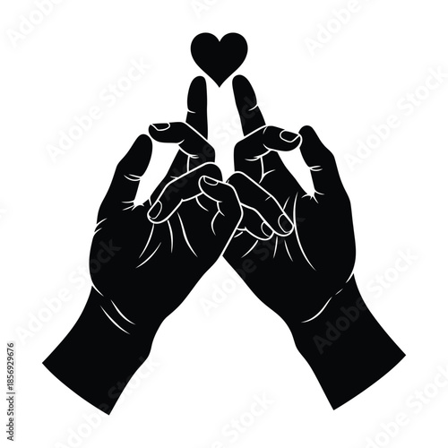 Couple pinky promise silhouette romantic Valentine’s Day love illustration