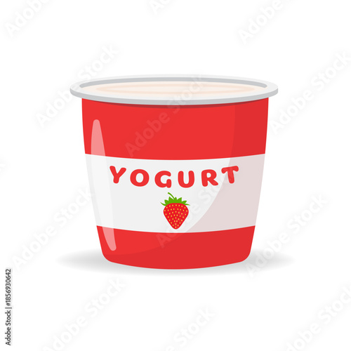 A bright illustration of a strawberry yogurt glass
