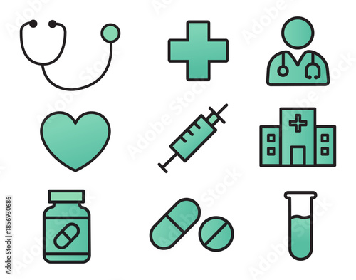 Healthcare and Medical Gradient Outline Icons Pack