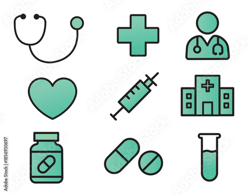 Healthcare and Medical Gradient Outline Icons Pack