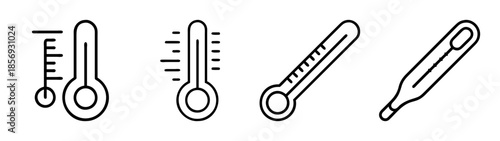 Outline thermometer icons for temperature measurement and health.