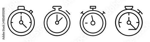 Stopwatch line icons set, measuring time and speed concept graphic