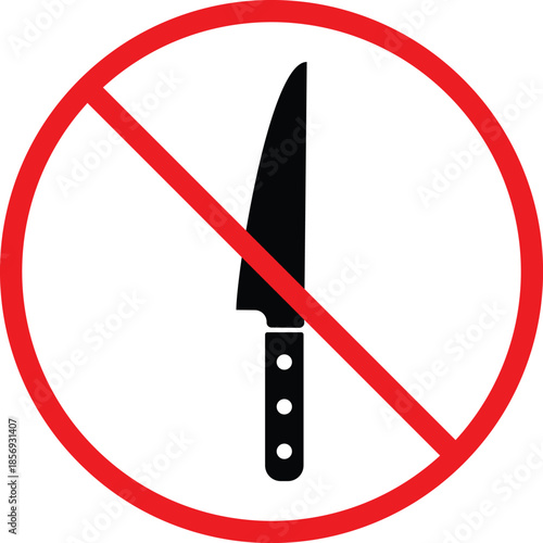 no knife icons. Sharp object prohibition symbols. Blade forbidden graphic design. No weapon entry and safety signs