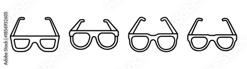 Eyewear icons set: modern line art glasses for vision and style