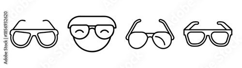 Eyeglasses line art icons collection. optical fashion accessories
