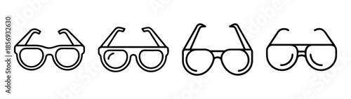 Eyeglasses and spectacles line art icons set for vision concepts