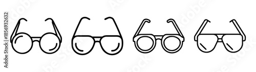Variety of outline eyeglasses styles, optical icon collection set