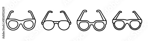 Outline eyeglass styles set: varied vision and accessory icons