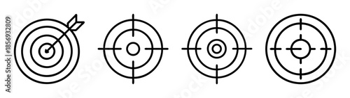 Target and aim vector icons for goal achievement and precision