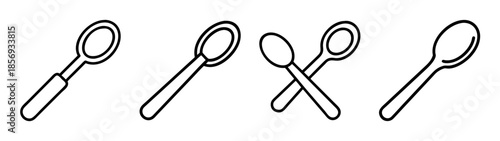 Set of linear spoon icons for food, cooking, and kitchen design