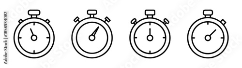 Stopwatch line icons set. time measurement and deadline concept
