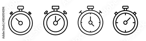 Stopwatch line icons set. time measurement, deadline, countdown.