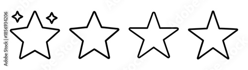 Single highlighted star among outlines symbolizing rating system