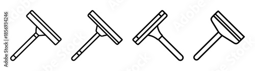 Squeegee tool for window cleaning and household chores icon set
