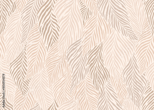 Abstract batik leaves stripes seamless pattern. Vector illustration flat design background. 