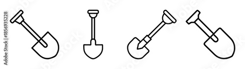 Shovel icon set for construction, gardening, digging, and tool themes