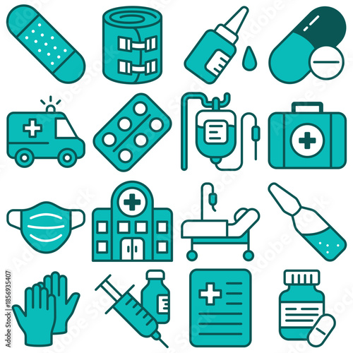 Medical Treatment and Care Duotone Icon Set (Part 1)