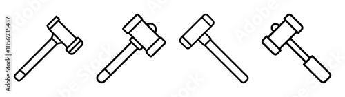 Gavel line art icon set for law, justice, and auction symbols