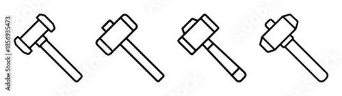 Gavel icon set, justice symbol, law and order, court judgment