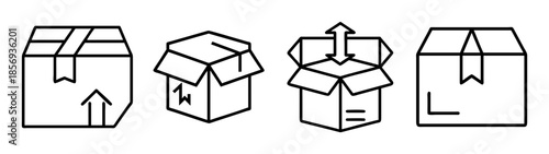 Logistics and shipping boxes icon set for delivery and storage