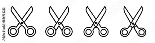 Outline scissors icon set. cut tool symbol. isolated vector illustration.