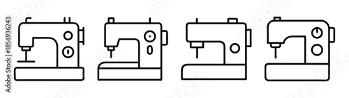 Sewing machine vector line icons set, craft and tailor symbols
