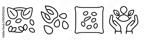 Seed icons for planting, growth, agriculture and nature concepts