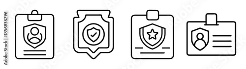 Identity and data security line icons set, protection concepts