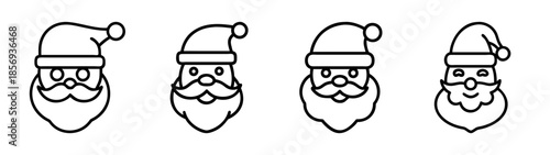Christmas santa claus head icons, festive holiday vector set