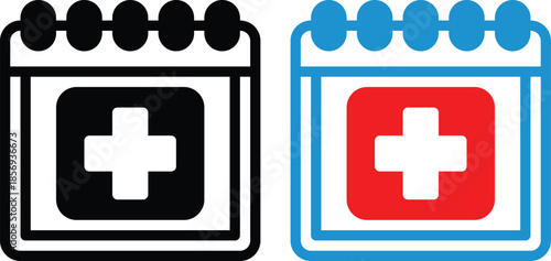 Health care icon set in different style vector. medicals cross sign illustration.