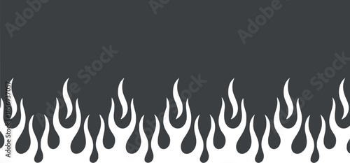 Black and white stylized flame border with smooth curves