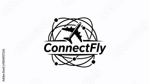 ConnectFly Logo with Airplane and Globe.