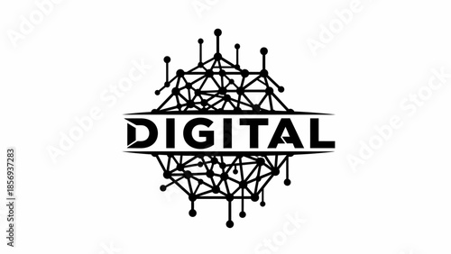 Digital Logo with Network Structure Design.