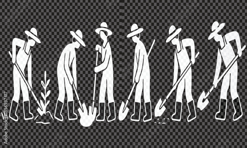 Country people lowered in line for projects gardeners florists farmers flower growers and editable line drawings