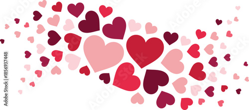 Floating colorful heart shapes background illustration for Valentine love celebration romantic design vector artwork seamless festive abstract modern greeting card