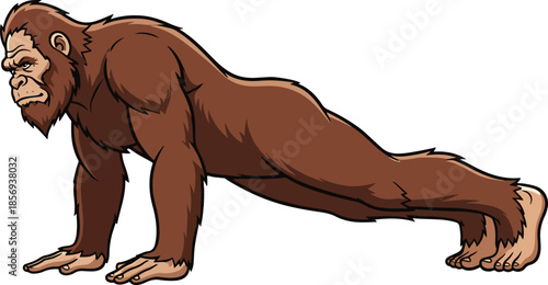 Gorilla Dumbbell Curl Strength Fitness Illustration