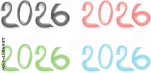 Colorful smoky 2026 New Year Typography.
