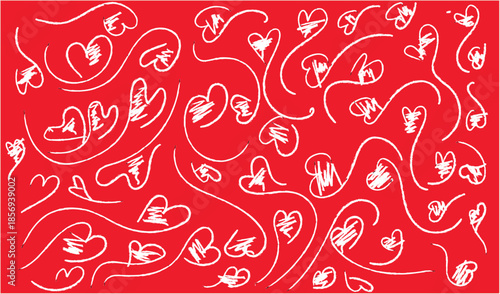 hand drawn doodle heart vector background 