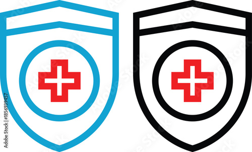 Health care icon set in different style vector. medicals cross sign illustration.