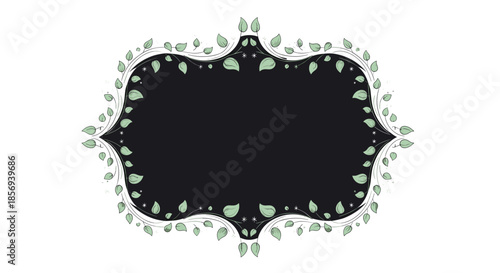 Elegant decorative border frame featuring delicate green leaf vines and twinkling stars against a dark background.