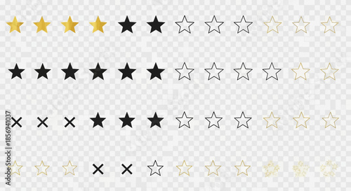 Collection of star and cross rating icons.
