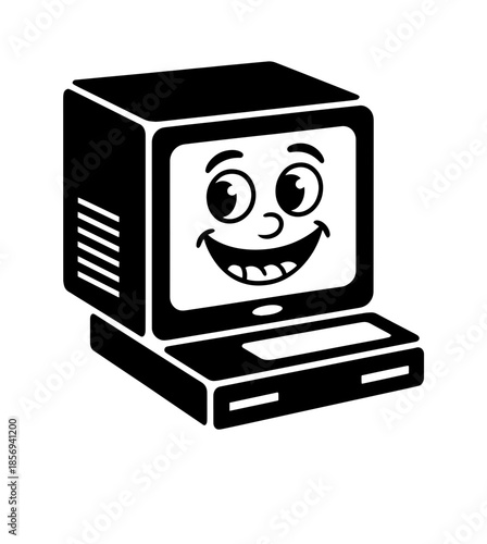 Vintage computer illustration, drawing, engraving, ink, line art, vector
